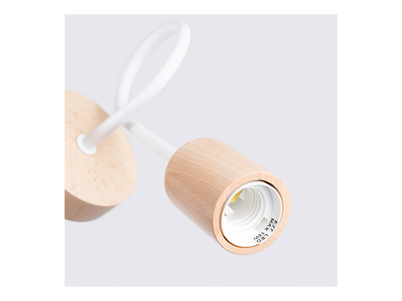 Wandleuchte Sparkon minimalistisch aus  Stahl/Holz - 1 lichtquellen 4000K - L.10 x H. cm - weiß/Naturholz