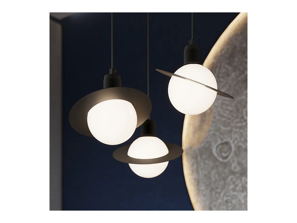 Pendelleuchten Gloxo modern aus  Stahl - 1 lichtquellen 3000K - L.20 x H. cm - Schwarz