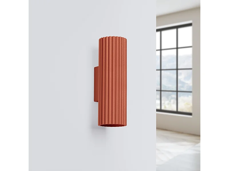 Wandlamp Gloow minimalistisch van  - 2 lichtbronnen 4000K - L.6,5 x H.20 cm - rode oker