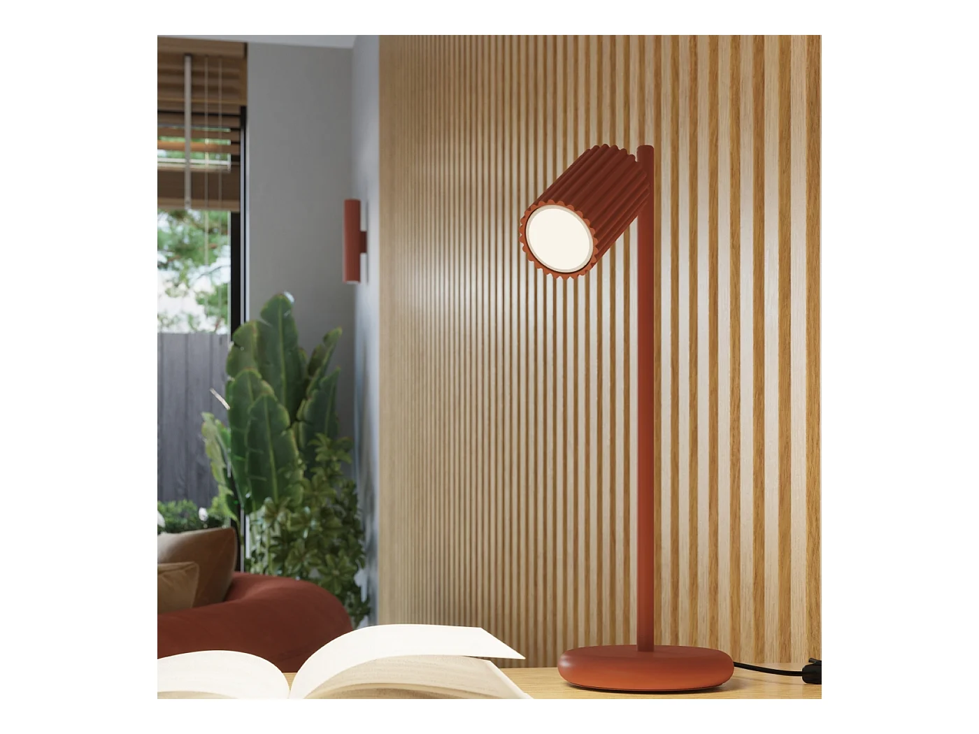 Wandlamp Gloow minimalistisch van  - 2 lichtbronnen 4000K - L.6,5 x H.20 cm - rode oker