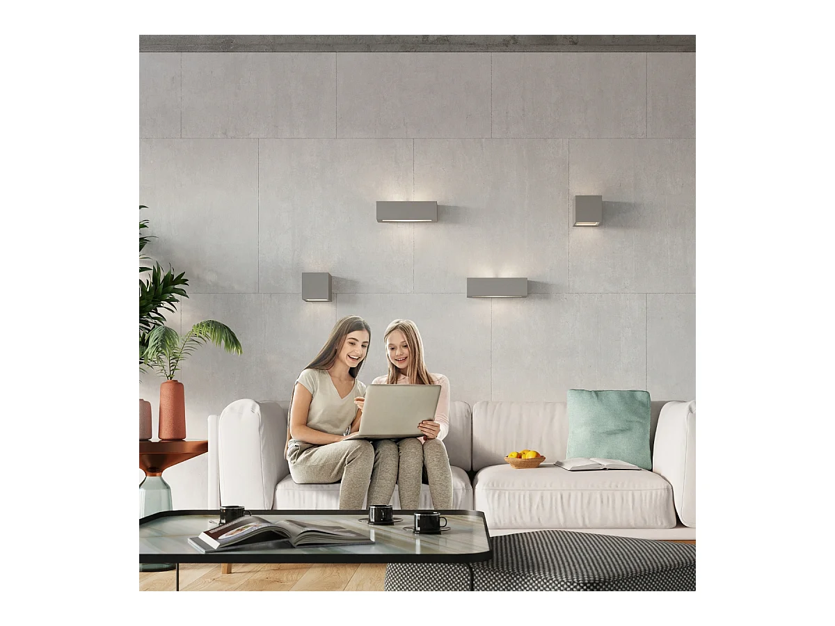 Lampade da parete Solara moderno di ceramica/vetro - 1 sorgenti luminose 3000K - L.32,5 x A.9,5 cm - grigio