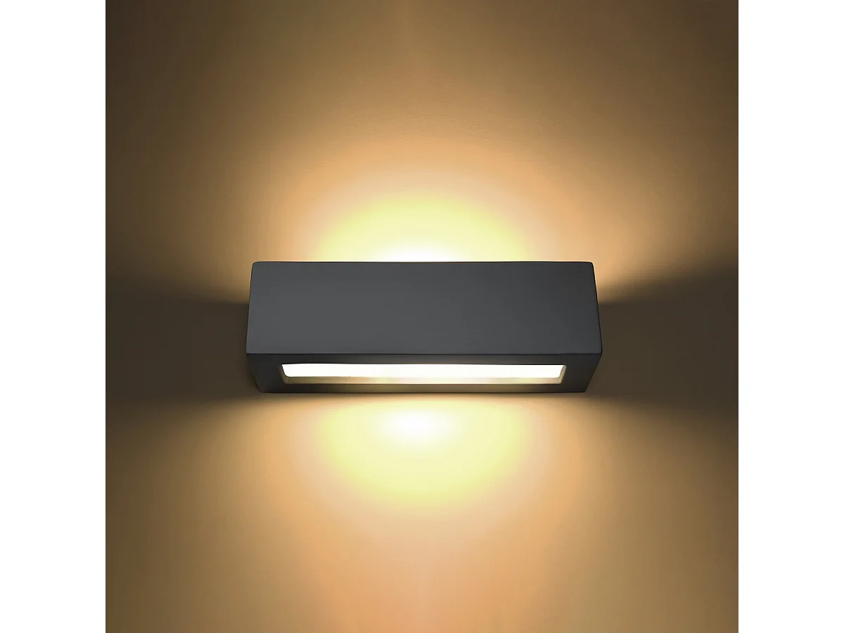 Appliques Solara moderne en céramique/verre - 1 sources lumineuses 3000K - L.32,5 x H.9,5 cm - gris