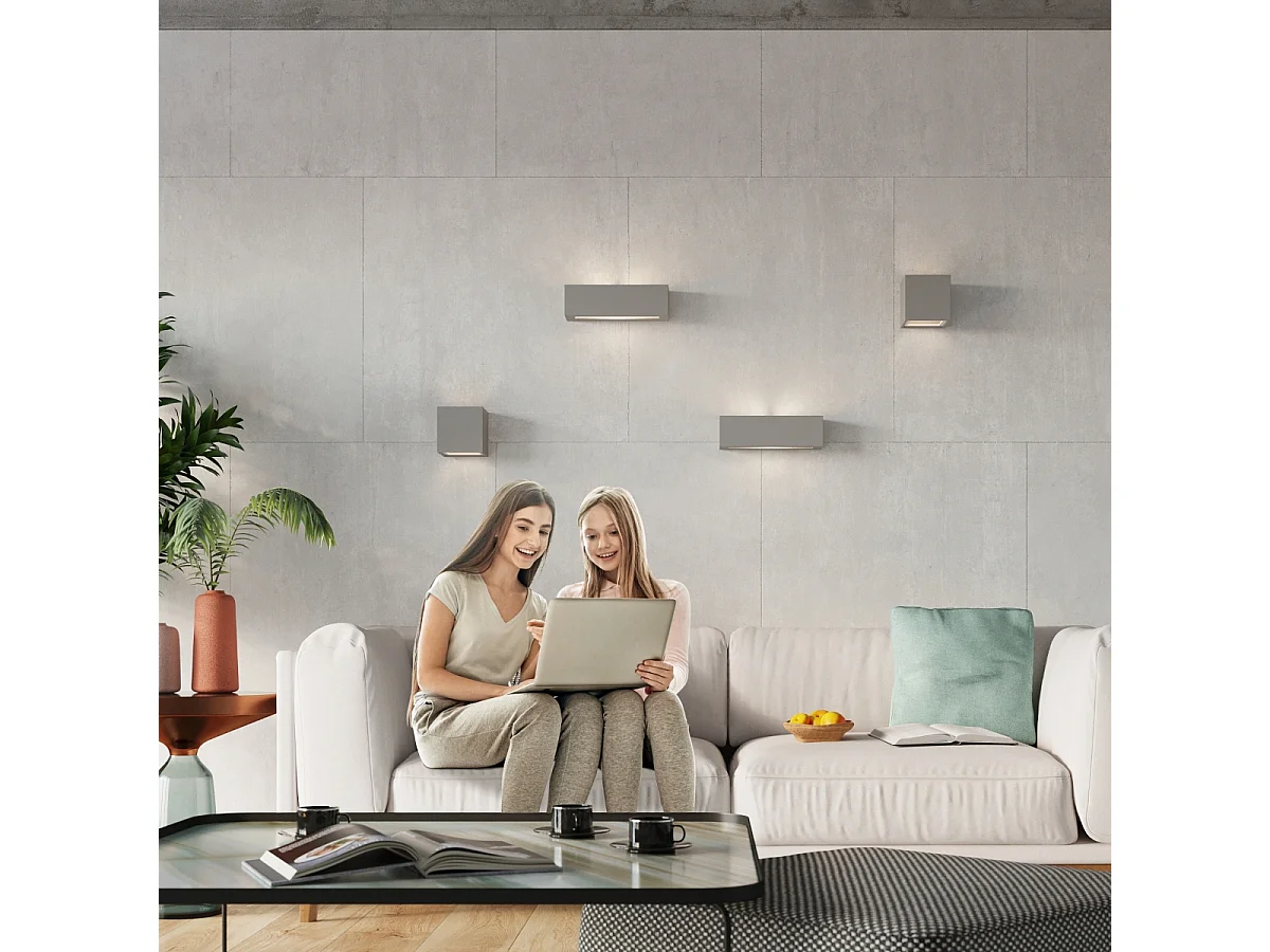 Appliques Solara moderne en céramique/verre - 1 sources lumineuses 3000K - L.32,5 x H.9,5 cm - gris