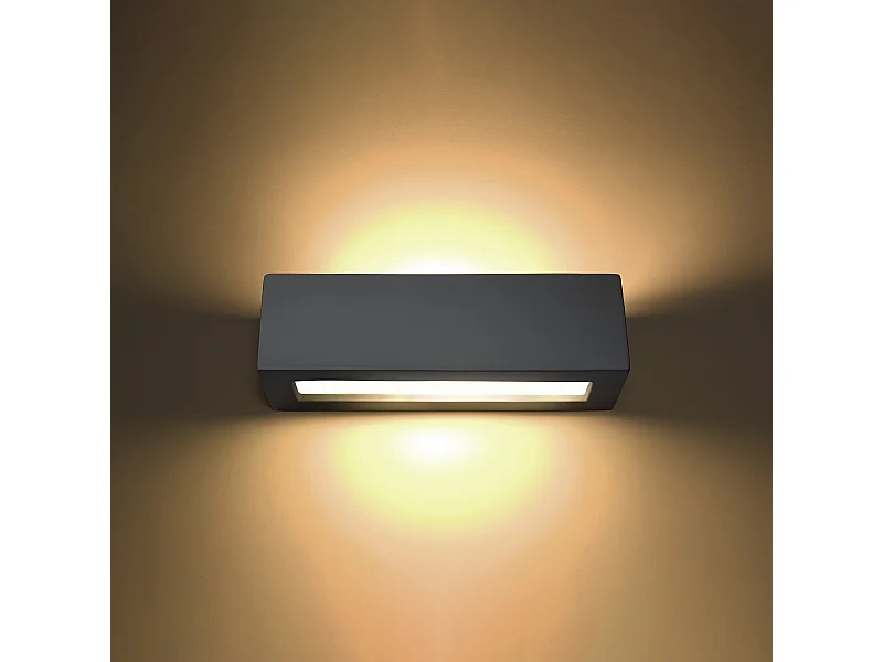 Wandlampen Solara modern van  - 1 lichtbronnen 3000K - L.32,5 x H.9,5 cm - grijs