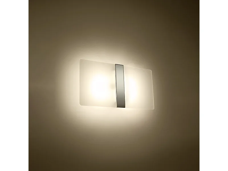 Wandlampen Feralia modern van  - 2 lichtbronnen 3000K - L.35 x H.18 cm - wit/chroom