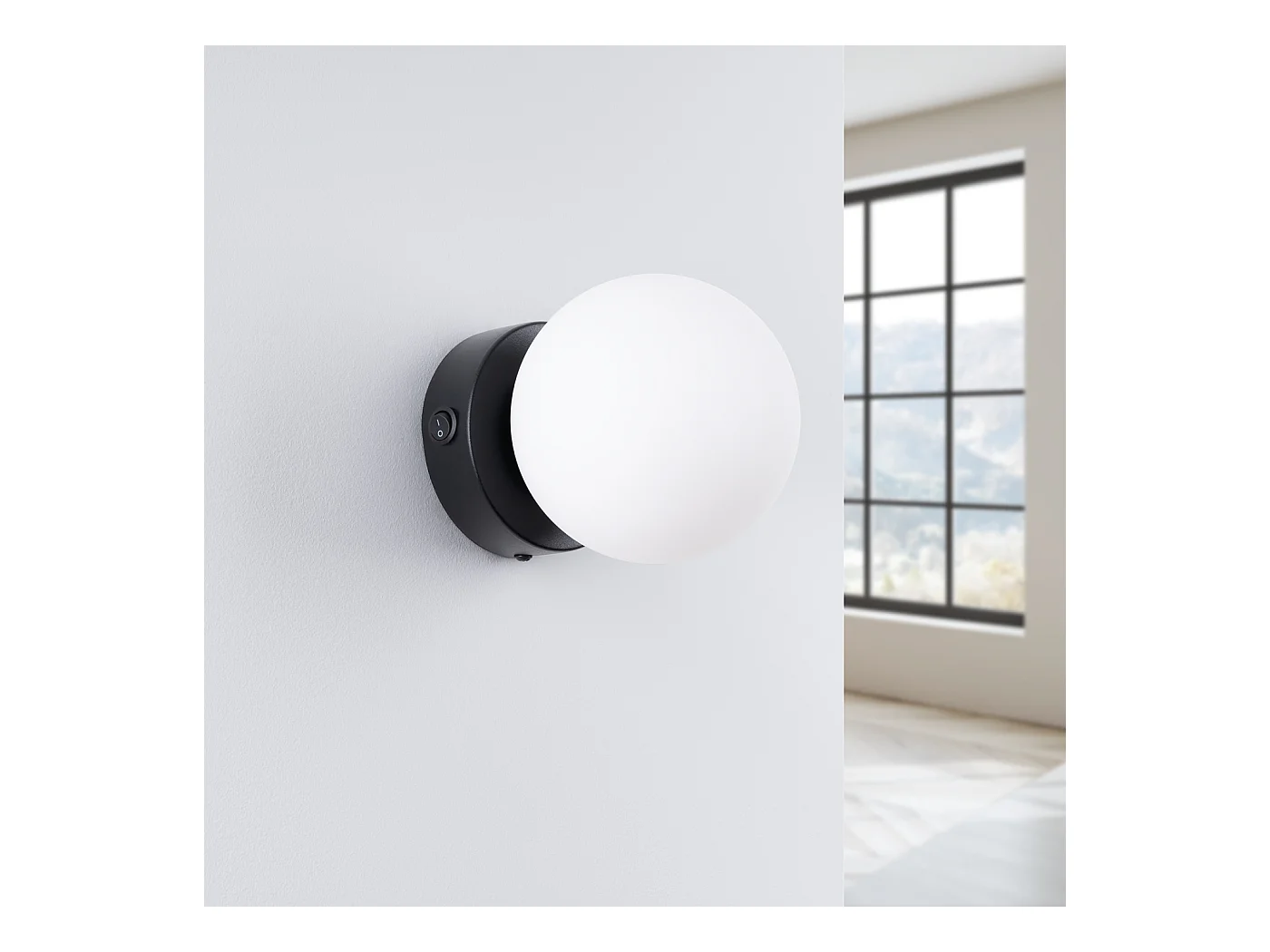 Lampa ścienna nowoczesny Zynfi, stal/szkło - 1 źródło światła 3000K - L.12 x H.12 cm - czarny