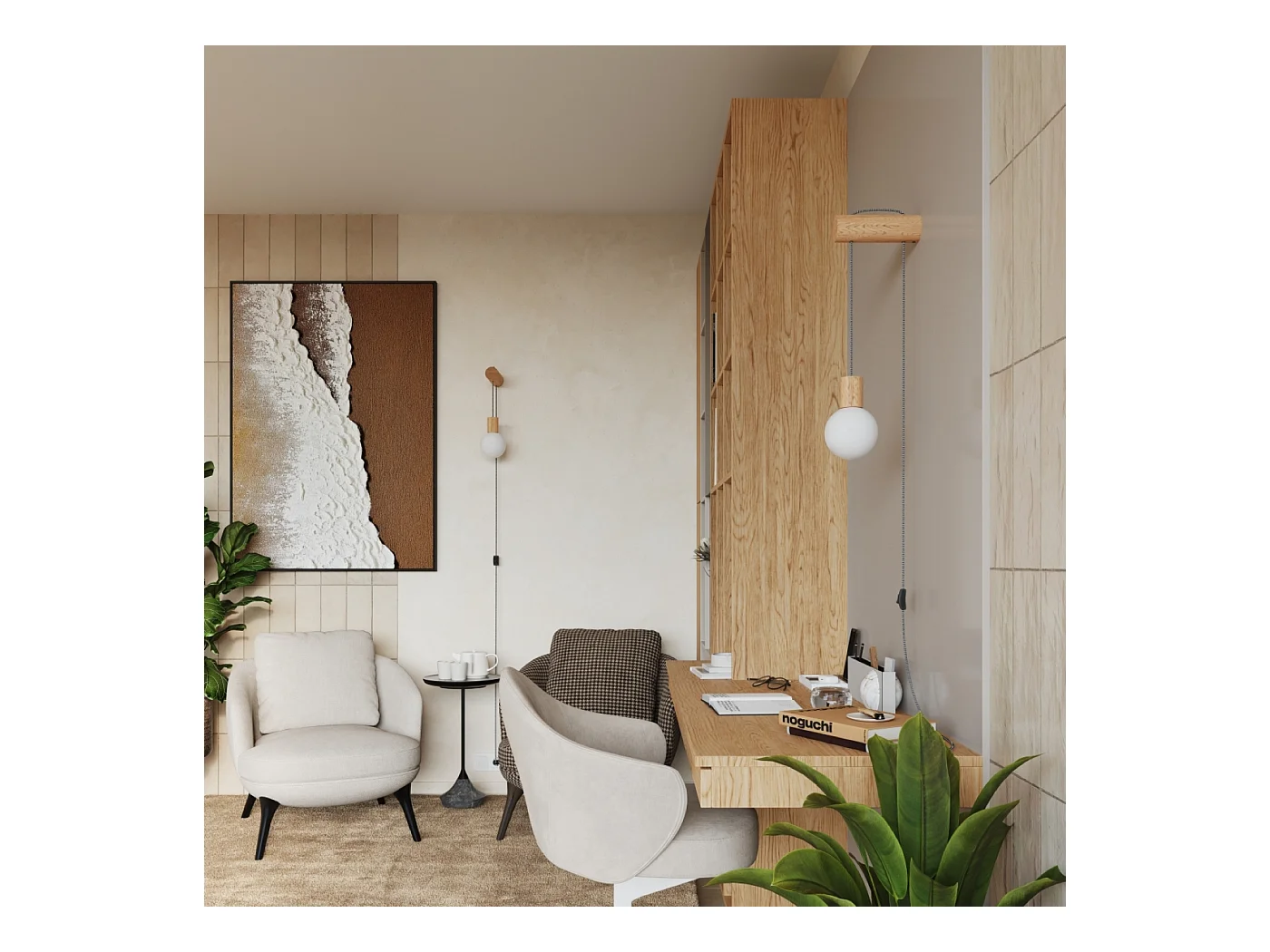 Applique Zynto grenier en bois/verre - 1 sources lumineuses 4000K - L.6 x H.67 cm - bois naturel/blanc/noir