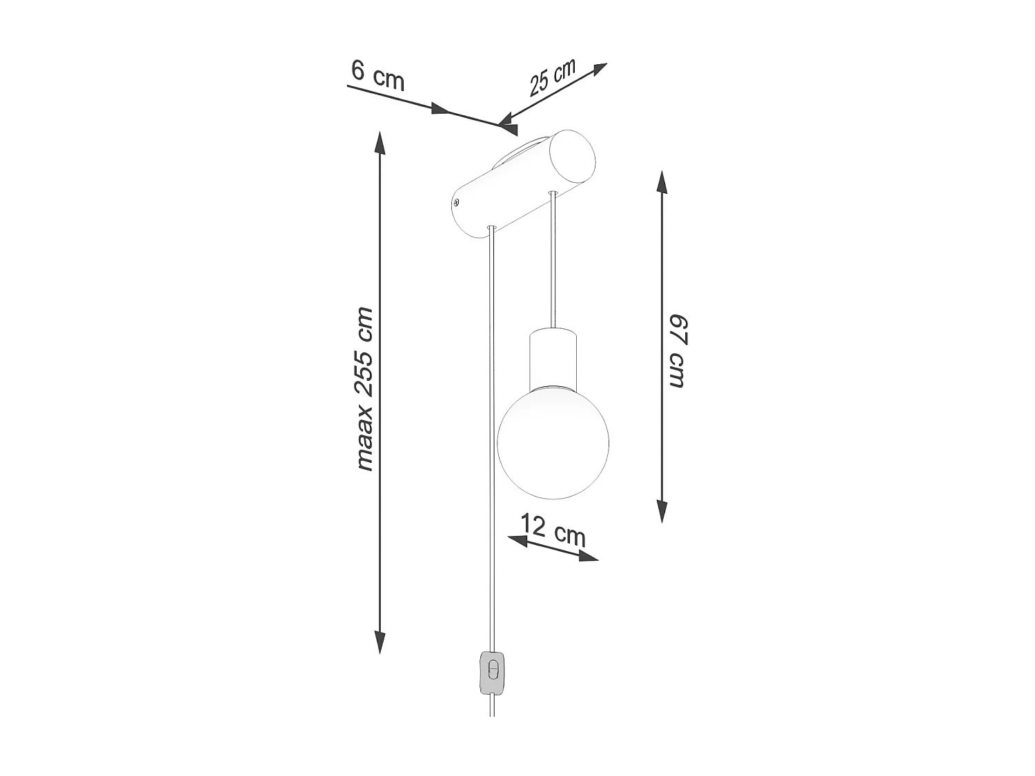 Lámpara de pared Zynto desván de madera/vidrio - 1 fuentes luminosas 4000K - L.6 x A.67 cm - madera natural/blanco/negro