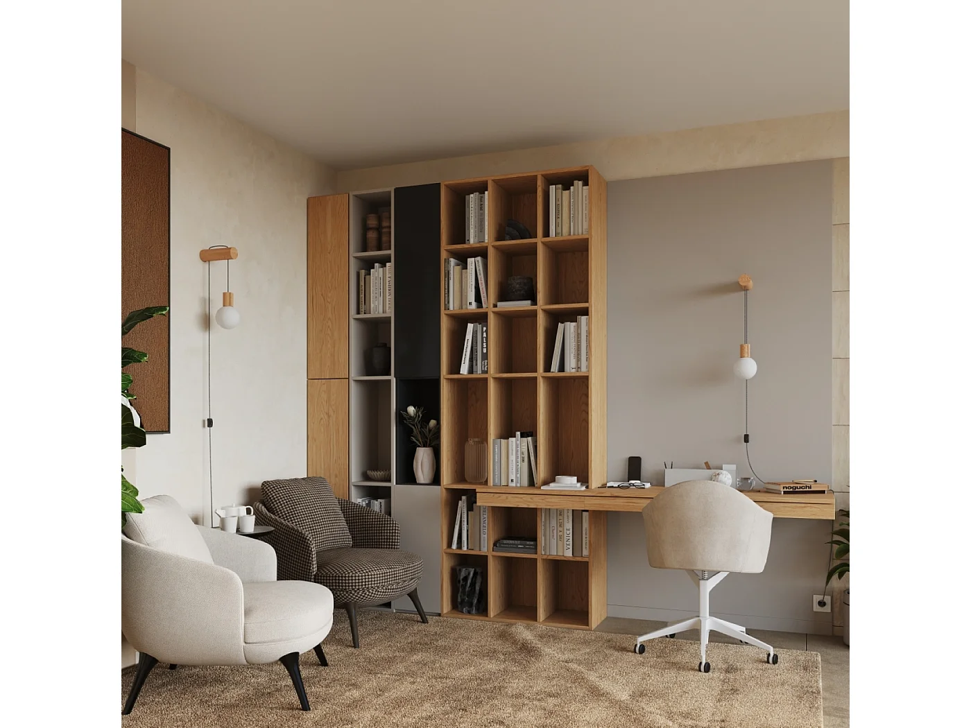 Lampa ścienna loft Zynto, drewno/szkło - 1 źródło światła 4000K - L.6 x H.67 cm - naturalne drewno/biały/czarny