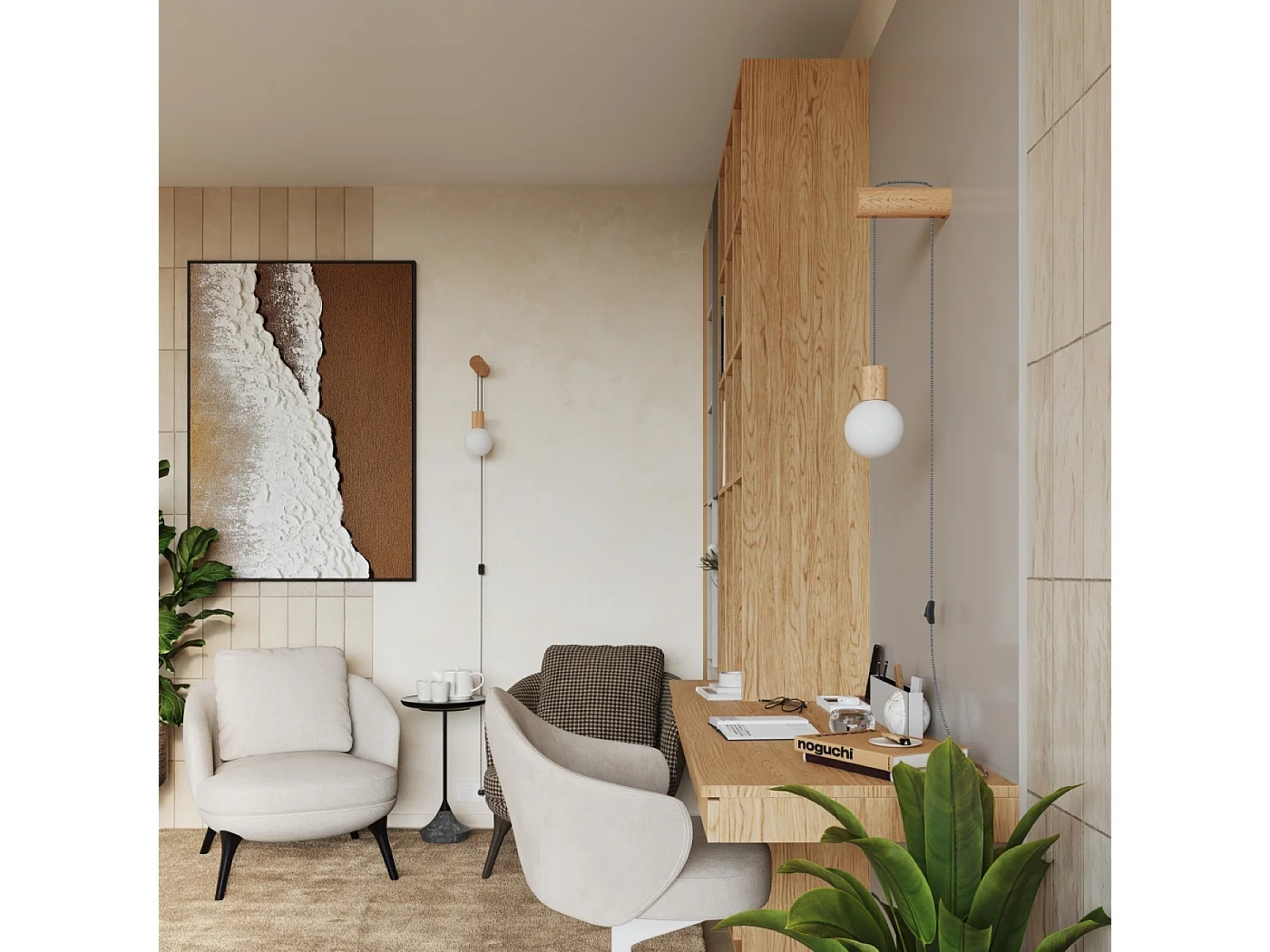 Lampa ścienna loft Zynto, drewno/szkło - 1 źródło światła 4000K - L.6 x H.67 cm - naturalne drewno/biały/czarny