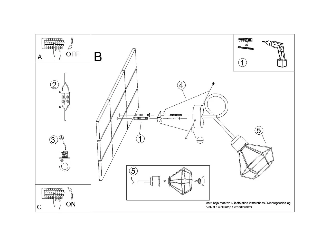 Lampade da parete Lunova moderno di acciaio - 1 sorgenti luminose 3000K - L.15 x A.30 cm - nero