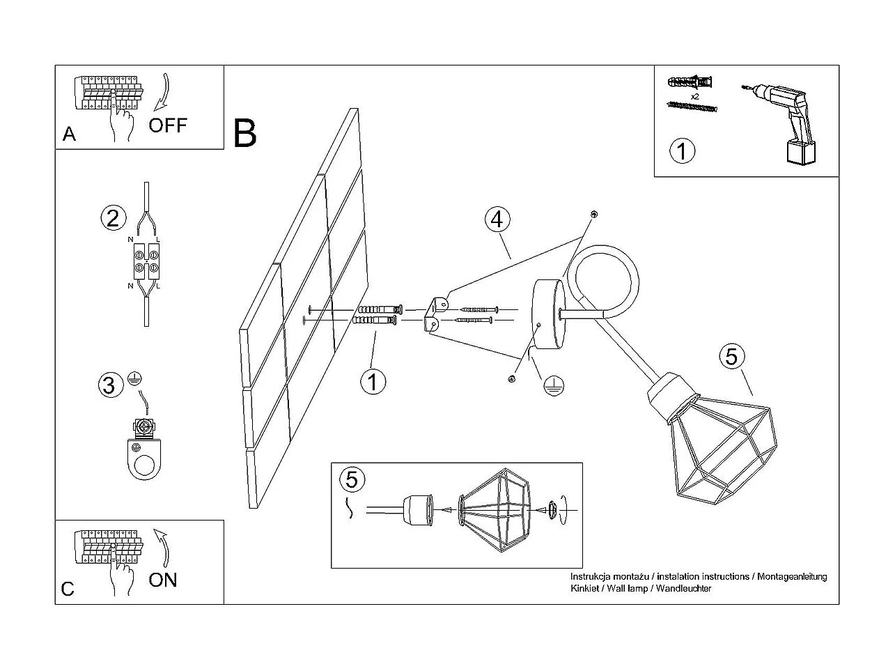 Appliques Lunova moderne en acier - 1 sources lumineuses 3000K - L.15 x H.30 cm - noir
