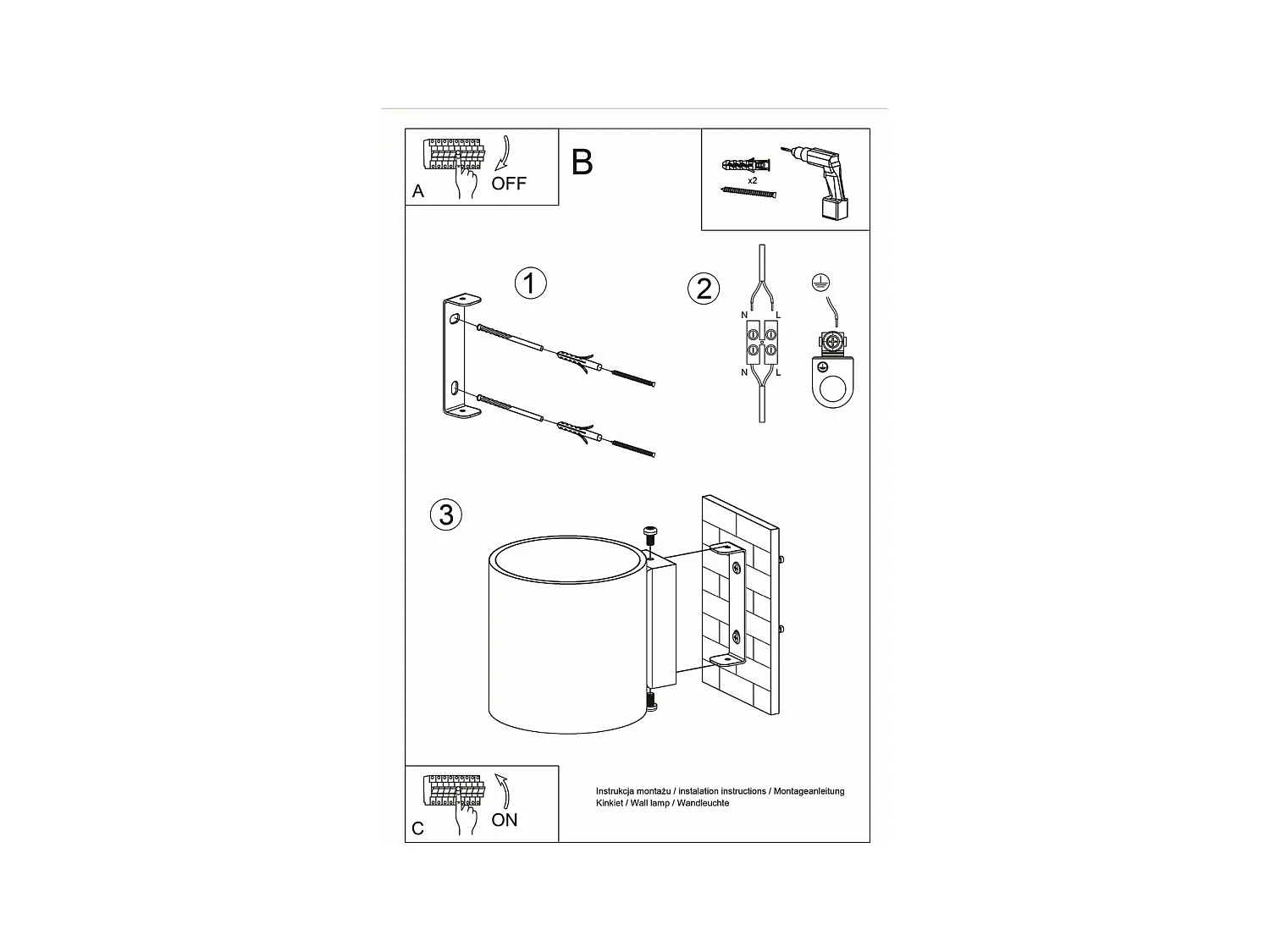 Candeeiros de parede Celeris industrial, concreto - 1 fontes de luz 4000K - L.10 x H.10 cm - cinza
