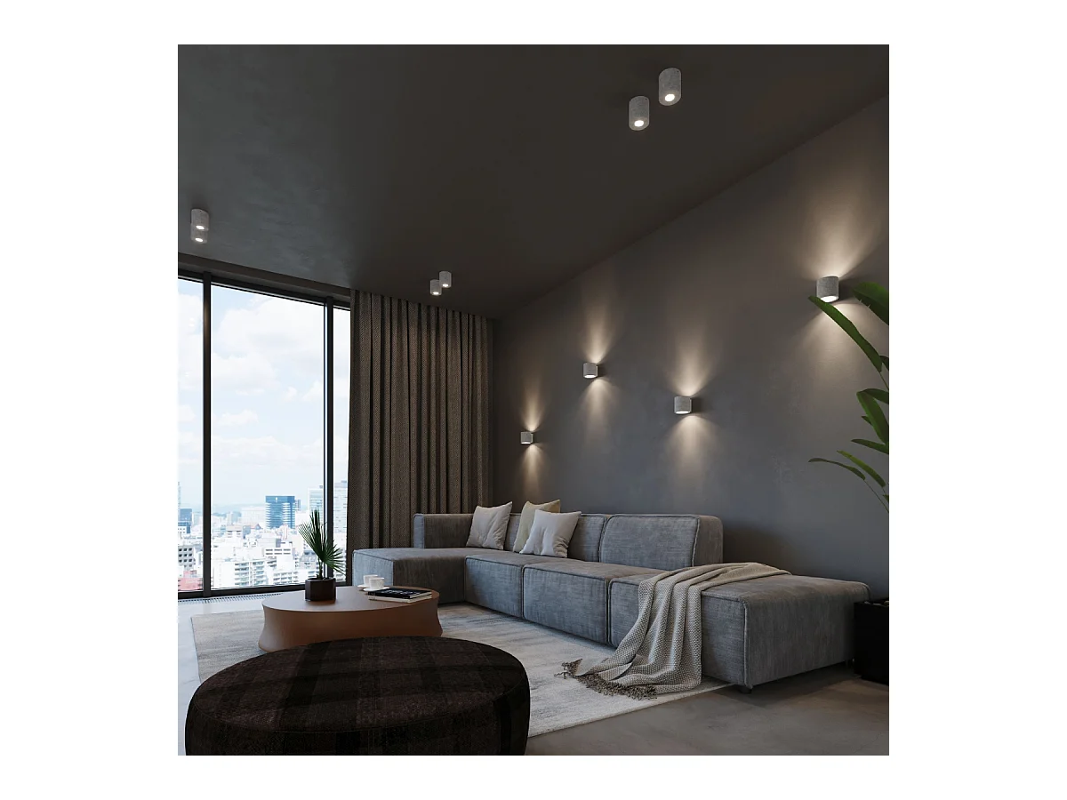 Candeeiros de parede Celeris industrial, concreto - 1 fontes de luz 4000K - L.10 x H.10 cm - cinza