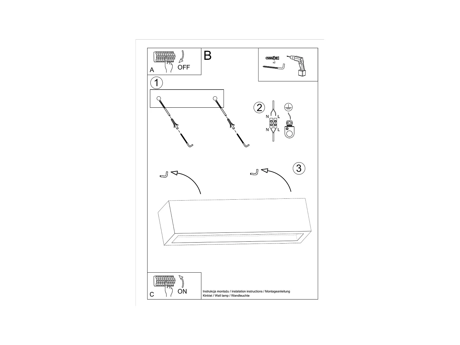 Appliques Solara moderne en béton/verre - 2 sources lumineuses 3000K - L.50 x H.10 cm - gris