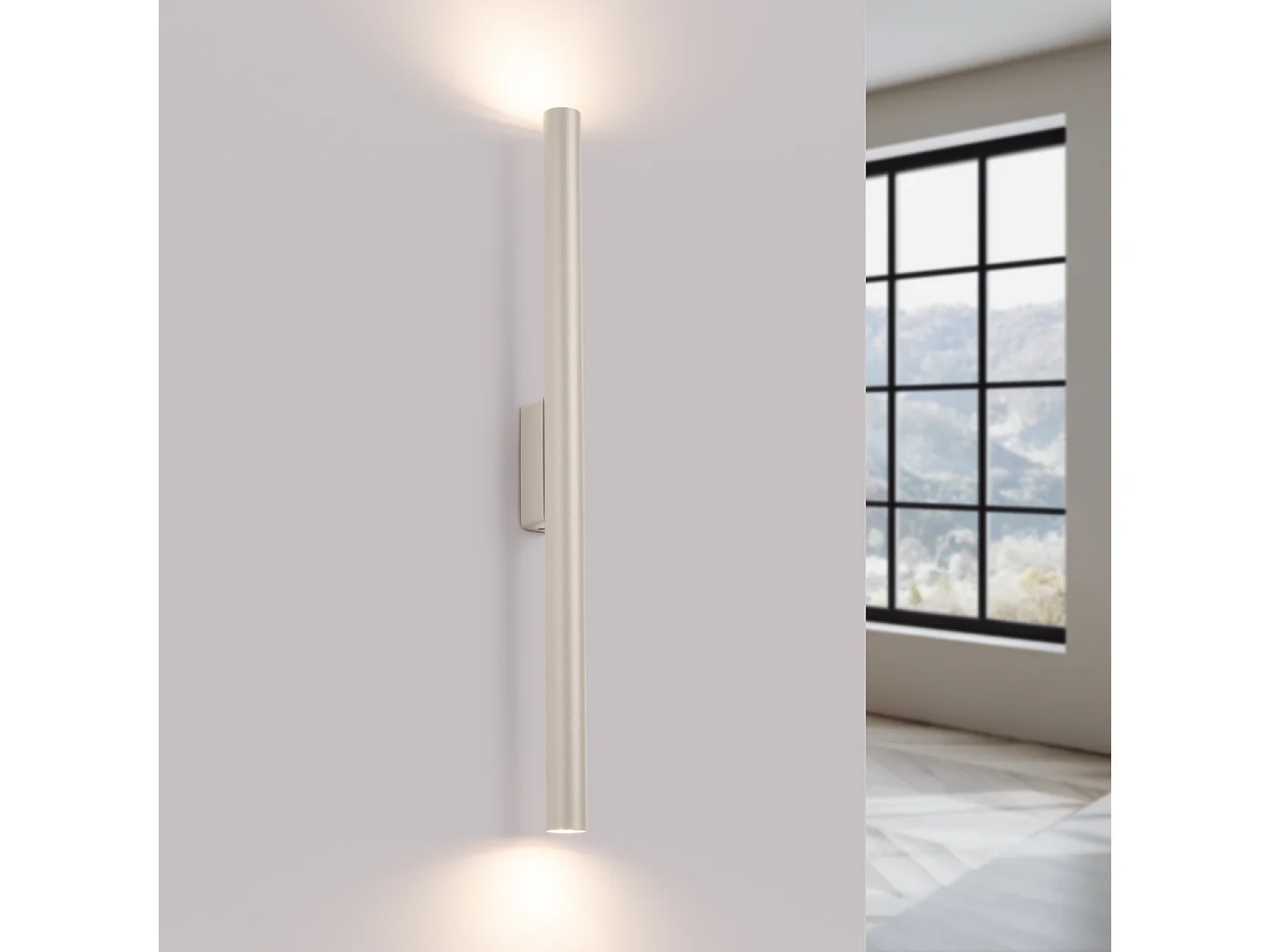 Lampada da parete Brill moderno di acciaio - 2 sorgenti luminose 3000K - L.2,5 x A.50 cm - beige
