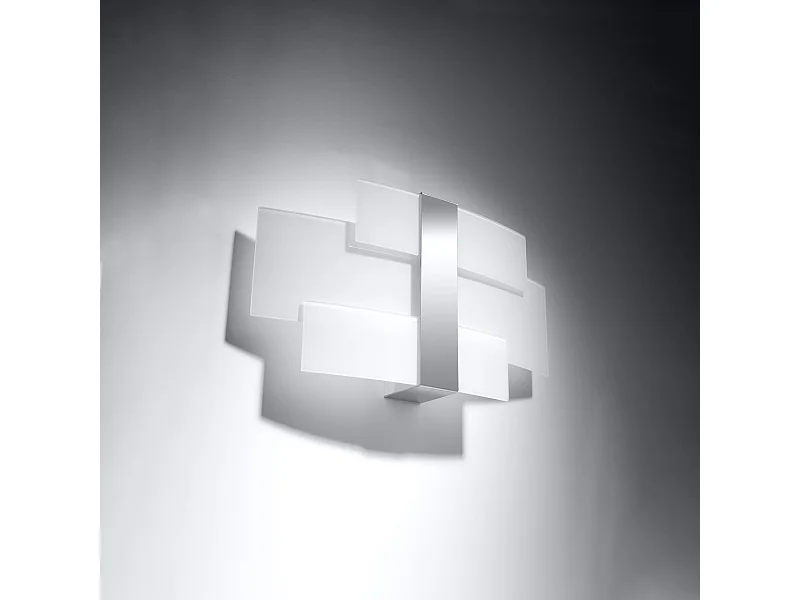 Appliques Zelora moderne en acier/verre - 2 sources lumineuses 4000K - L.42 x H.23 cm - chromé/blanc