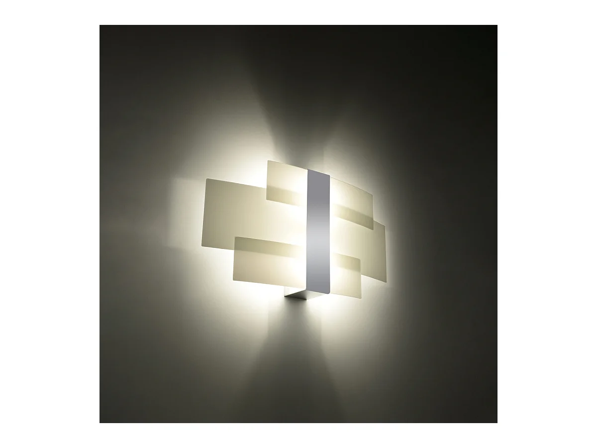Appliques Zelora moderne en acier/verre - 2 sources lumineuses 4000K - L.42 x H.23 cm - chromé/blanc