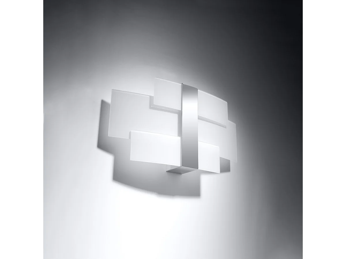 Appliques Zelora moderne en acier/verre - 2 sources lumineuses 4000K - L.42 x H.23 cm - chromé/blanc