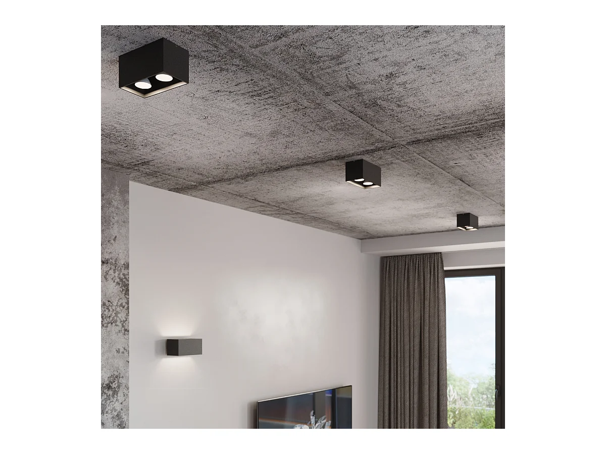 Wandlampen Quadx maxi modern aus  Aluminium - 2 lichtquellen 3000K - L.20 x H. cm - grau