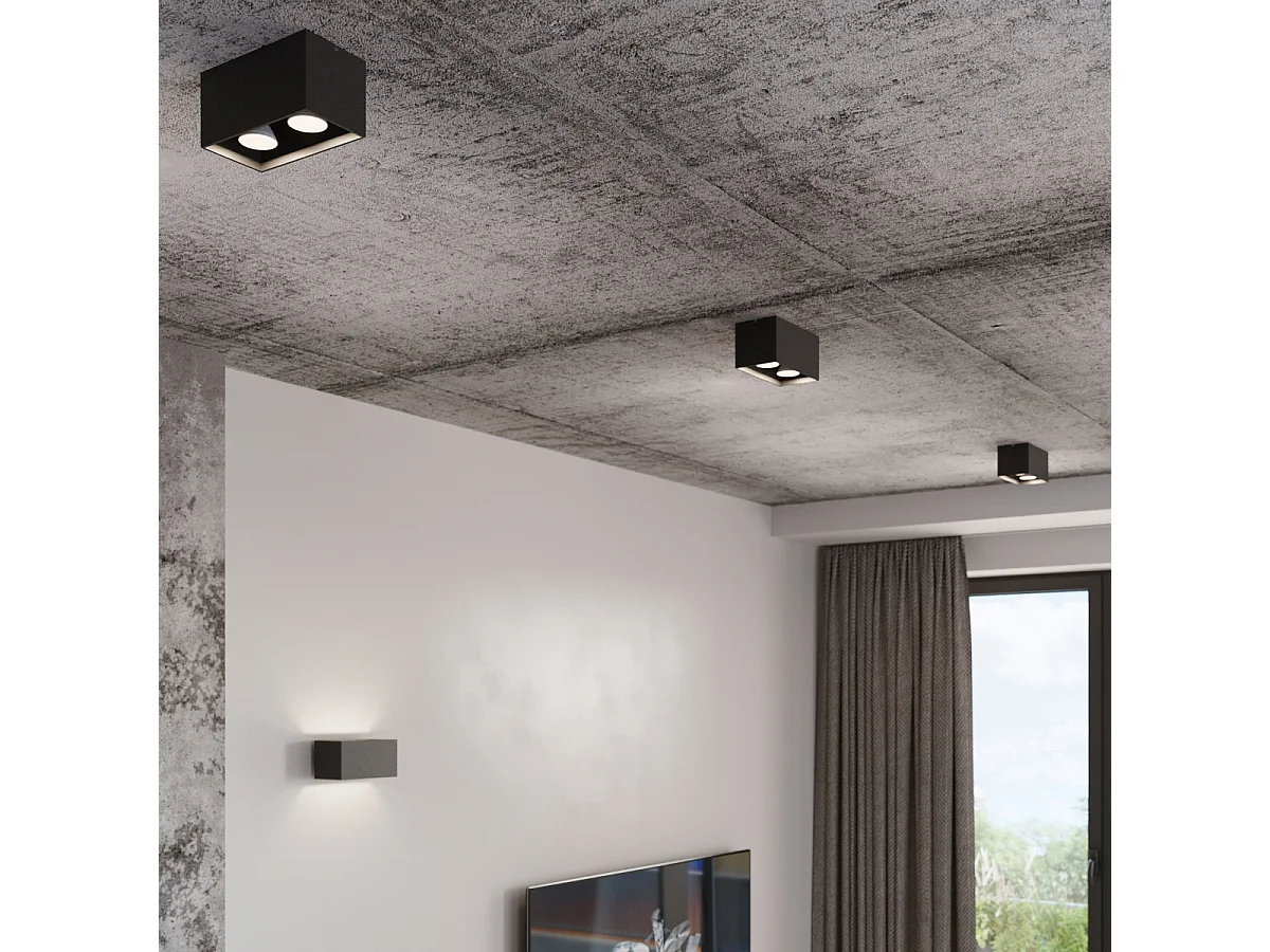 Lámparas de pared Quadx maxi moderno de aluminio - 2 fuentes luminosas 3000K - L.20 x A.10 cm - gris