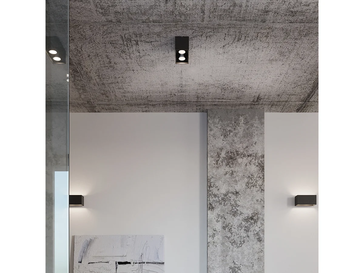 Lámparas de pared Quadx maxi moderno de aluminio - 2 fuentes luminosas 3000K - L.20 x A.10 cm - gris