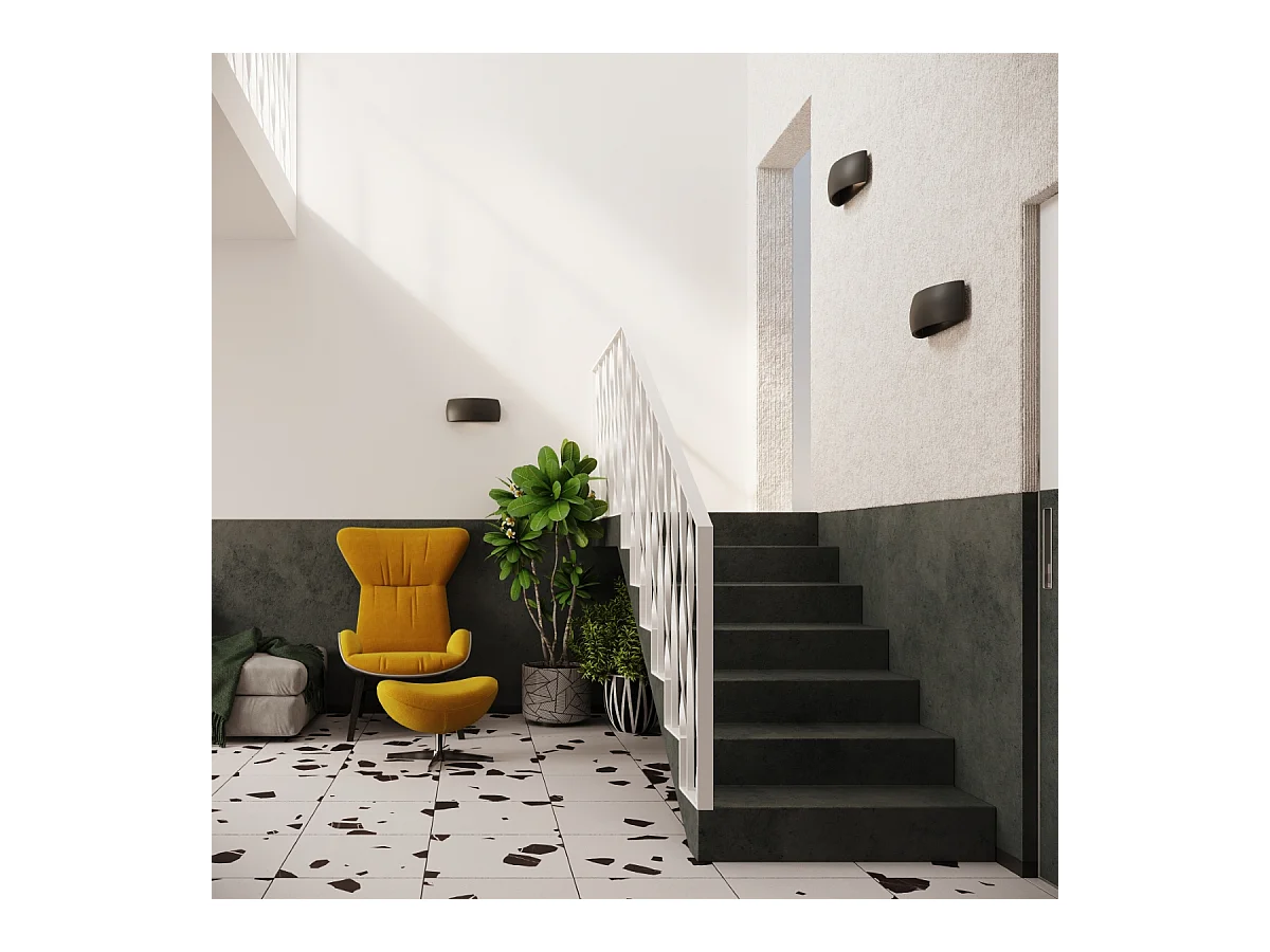 Lampade da parete Torow moderno di ceramica - 1 sorgenti luminose 3000K - L.32 x A.14 cm - nero