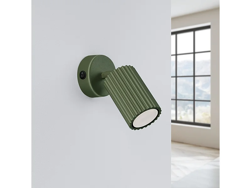 Applique Gloow minimaliste en aluminium - 1 sources lumineuses 4000K - L.8 x H.16 cm - vert olive