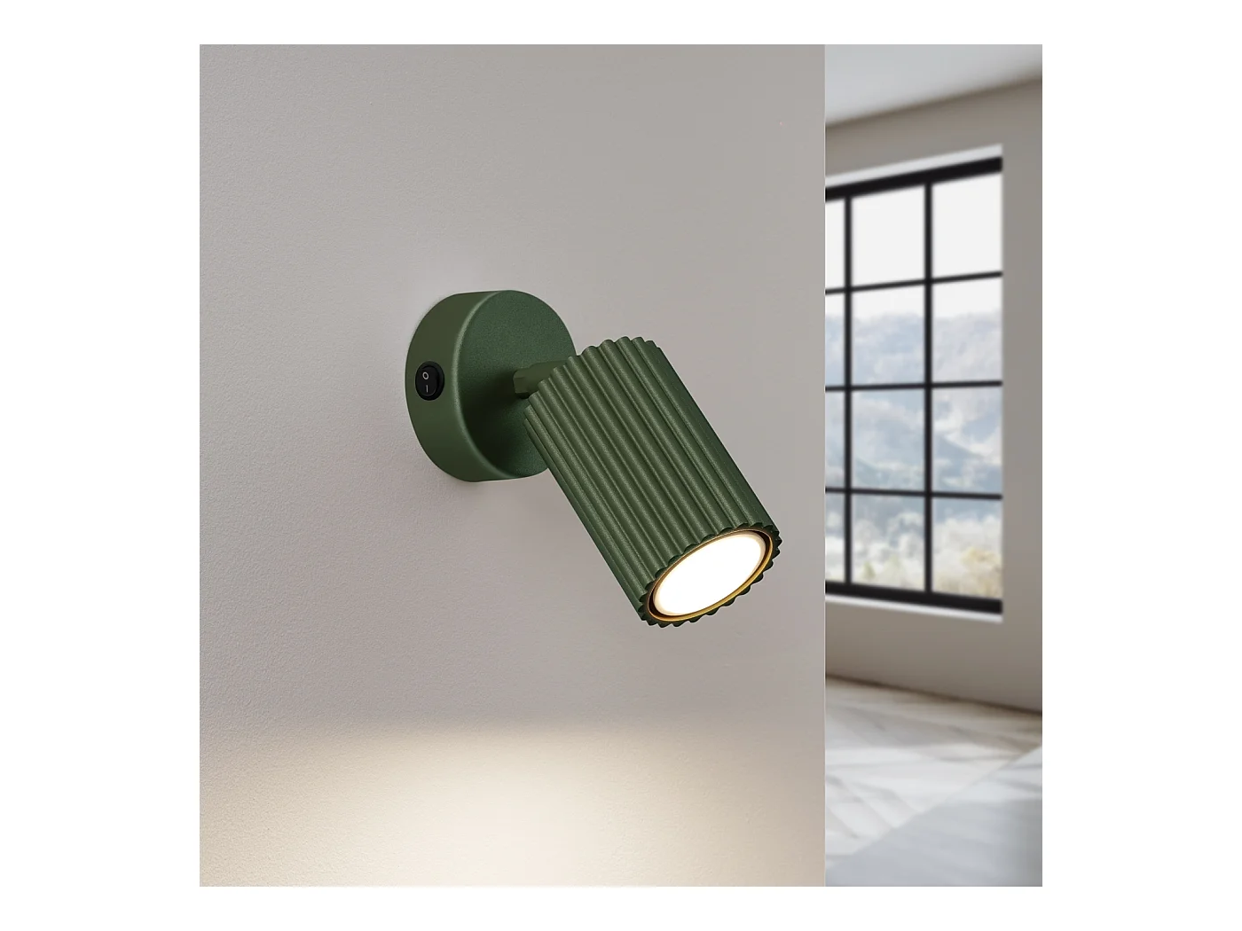 Applique Gloow minimaliste en aluminium - 1 sources lumineuses 4000K - L.8 x H.16 cm - vert olive