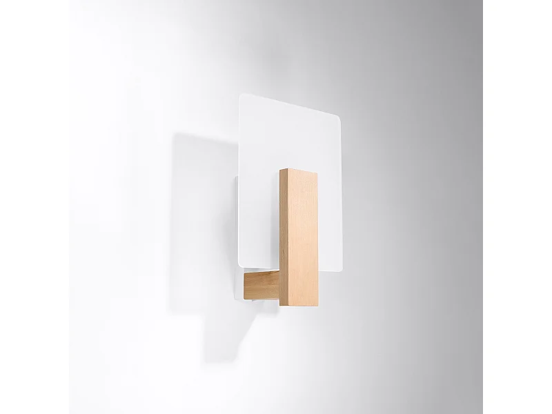 Appliques Nappo scandinave en bois/verre - 1 sources lumineuses 4000K - L.16 x H.30,5 cm - bois naturel