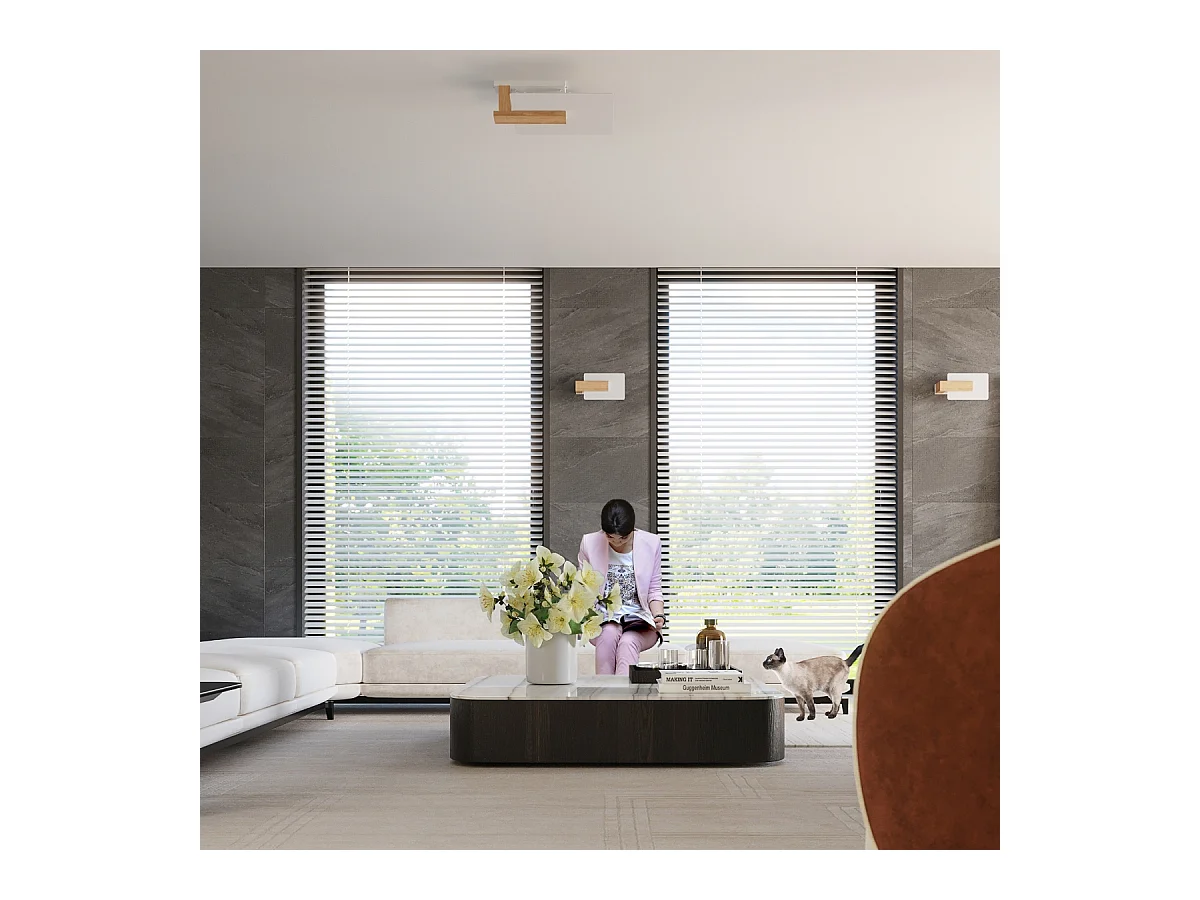 Wandlampen Nappo Scandinavisch van  - 1 lichtbronnen 4000K - L.16 x H.30,5 cm - natuurlijk hout