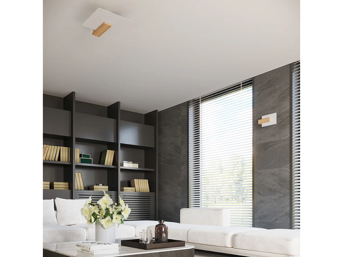 Appliques Nappo scandinave en bois/verre - 1 sources lumineuses 4000K - L.16 x H.30,5 cm - bois naturel