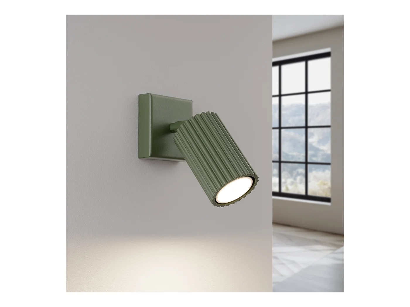 Wandlamp Gloow minimalistisch van  - 1 lichtbronnen 4000K - L.8 x H.8 cm - olijfgroen