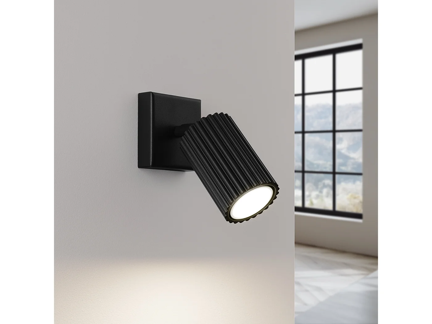 Applique Gloow minimaliste en aluminium - 1 sources lumineuses 3000K - L.8 x H.8 cm - noir