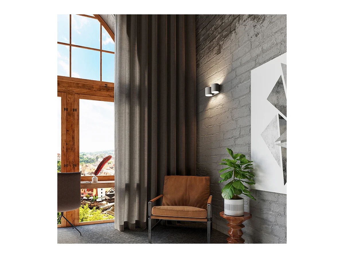 Appliques Celeris moderne en aluminium - 2 sources lumineuses 3000K - L.26 x H.10 cm - gris