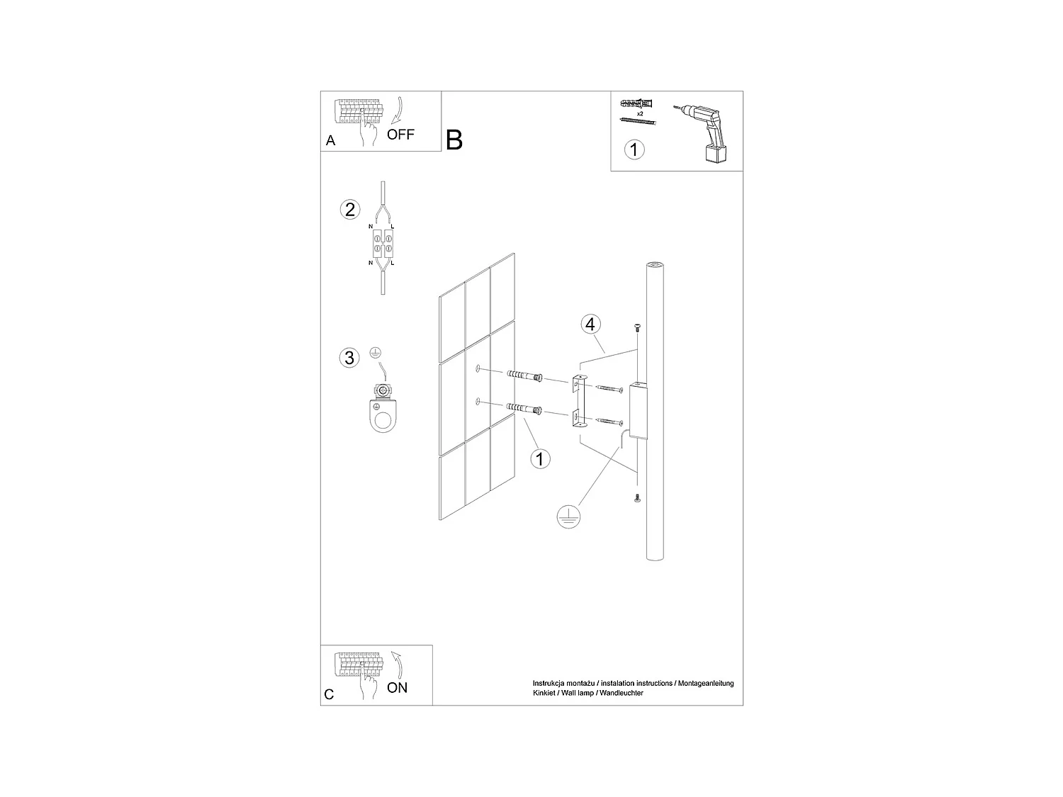 Lampade da parete Brill moderno di acciaio - 2 sorgenti luminose 4000K - L.2,5 x A.50 cm - bianco