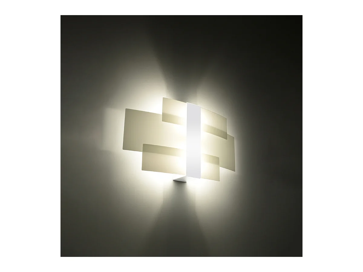 Lampade da parete Zelora moderno di acciaio/vetro - 2 sorgenti luminose 4000K - L.42 x A.23 cm - bianco