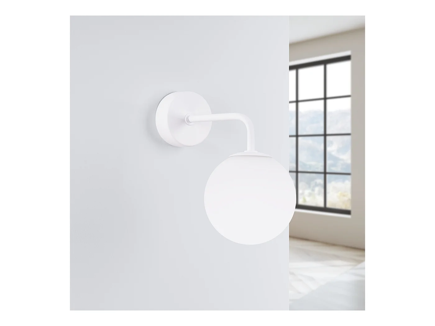 Lampada da parete Bealy minimalista di acciaio/vetro - 1 sorgenti luminose 3000K - L.10 x A.21 cm - bianco