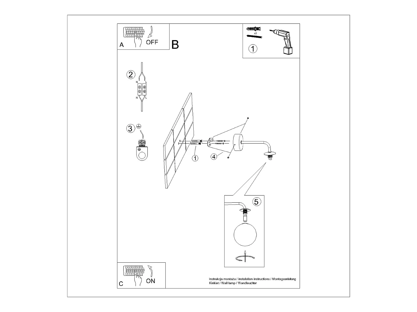 Lampada da parete Bealy minimalista di acciaio/vetro - 1 sorgenti luminose 3000K - L.10 x A.21 cm - bianco