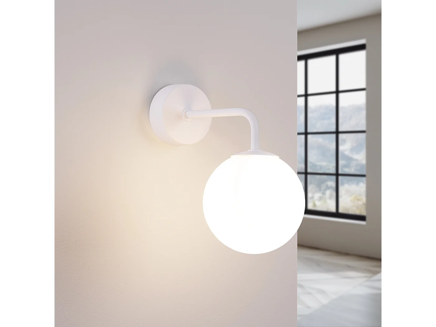 Applique Bealy minimaliste en acier/verre - 1 sources lumineuses 3000K - L.10 x H.21 cm - blanc