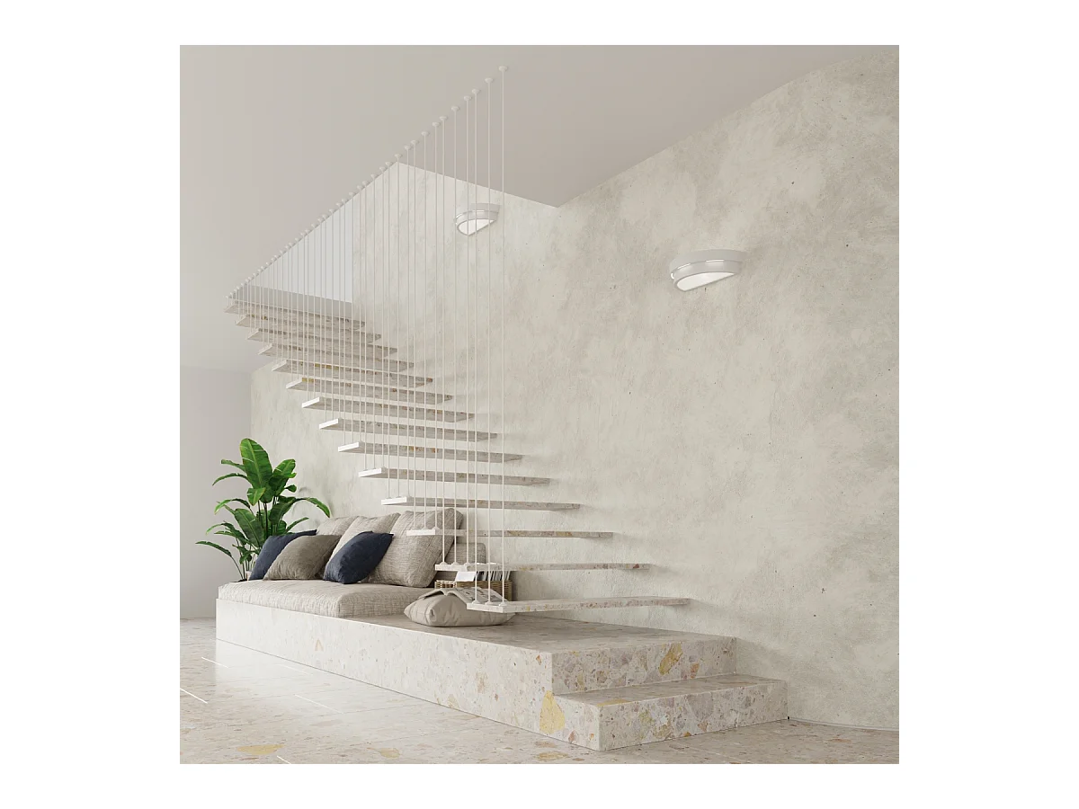 Wandlampen Gloch modern van  - 1 lichtbronnen 4000K - L.40 x H.10 cm - wit