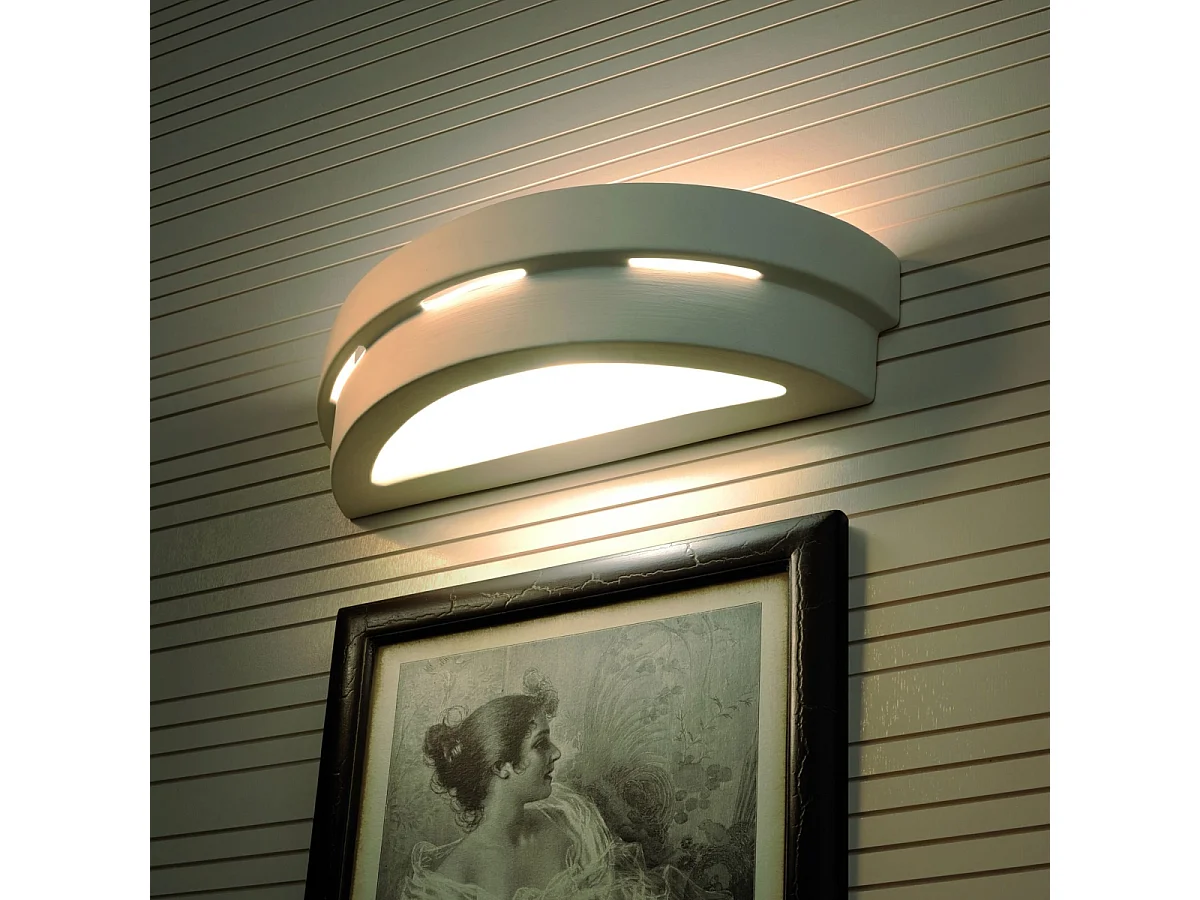Appliques Gloch moderne en céramique/verre - 1 sources lumineuses 4000K - L.40 x H.10 cm - blanc