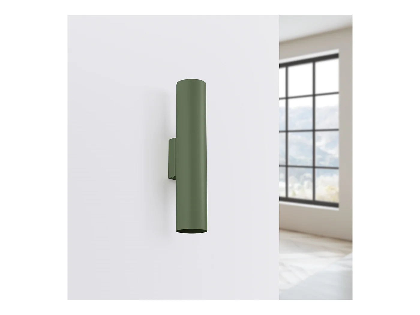 Luminária de parede Toris sótão, aço - 2 fontes de luz 3000K - L.6 x H.30 cm - verde oliva