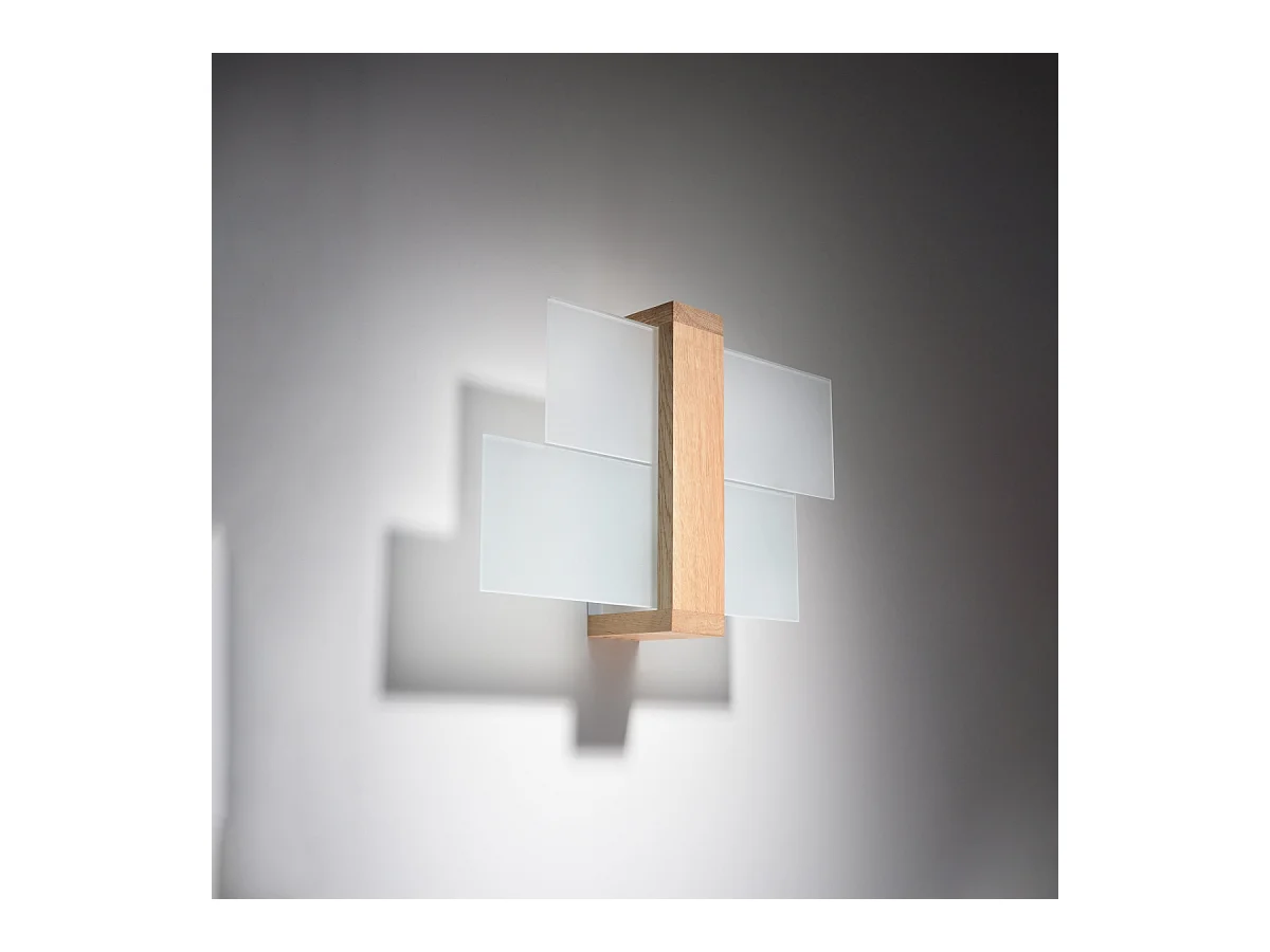 Wandlampen Ignis Scandinavisch van  - 1 lichtbronnen 3000K - L.43 x H.30 cm - natuurlijk hout