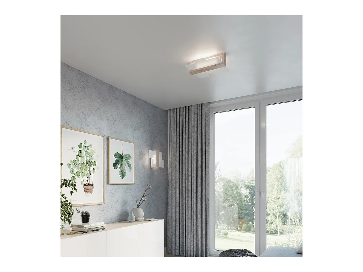 Wandlampen Ignis Scandinavisch van  - 1 lichtbronnen 3000K - L.43 x H.30 cm - natuurlijk hout