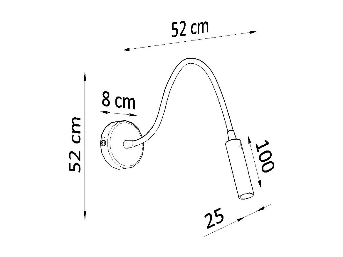 Lampade da parete Xilar moderno di acciaio - 1 sorgenti luminose 3000K - L.8 x A.52 cm - nero