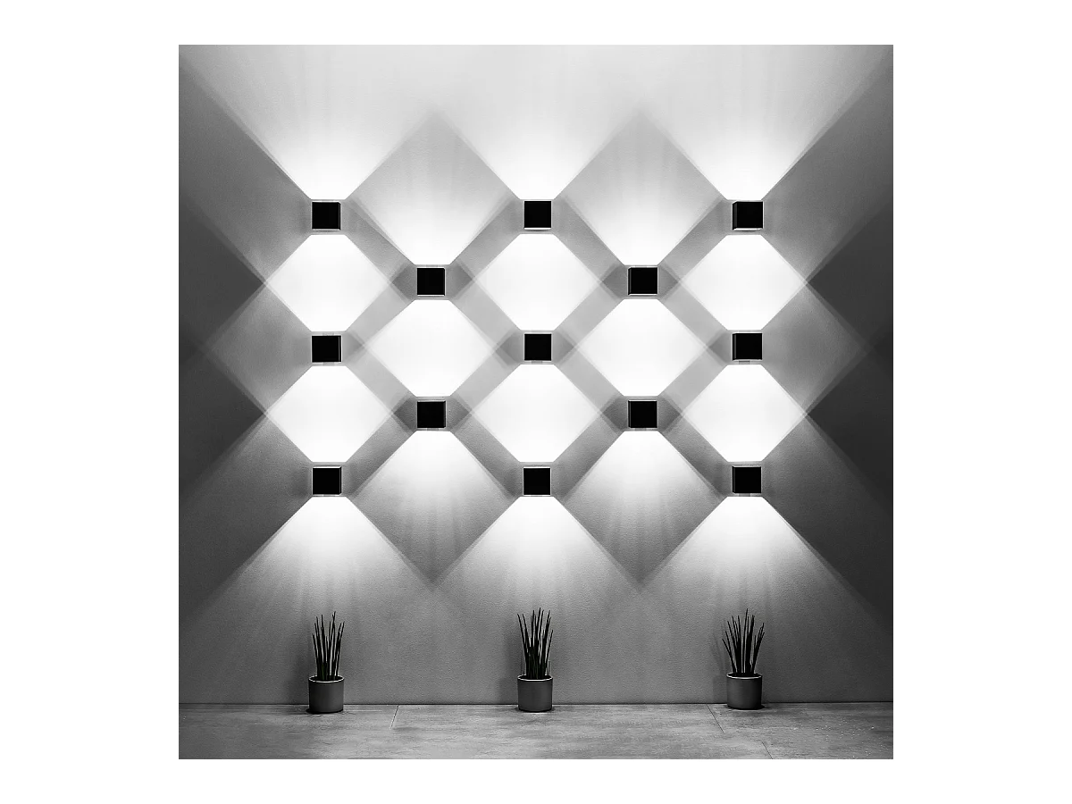 Wandlampen Quadx modern aus  Aluminium - 1 lichtquellen 3000K - L.10 x H. cm - Schwarz