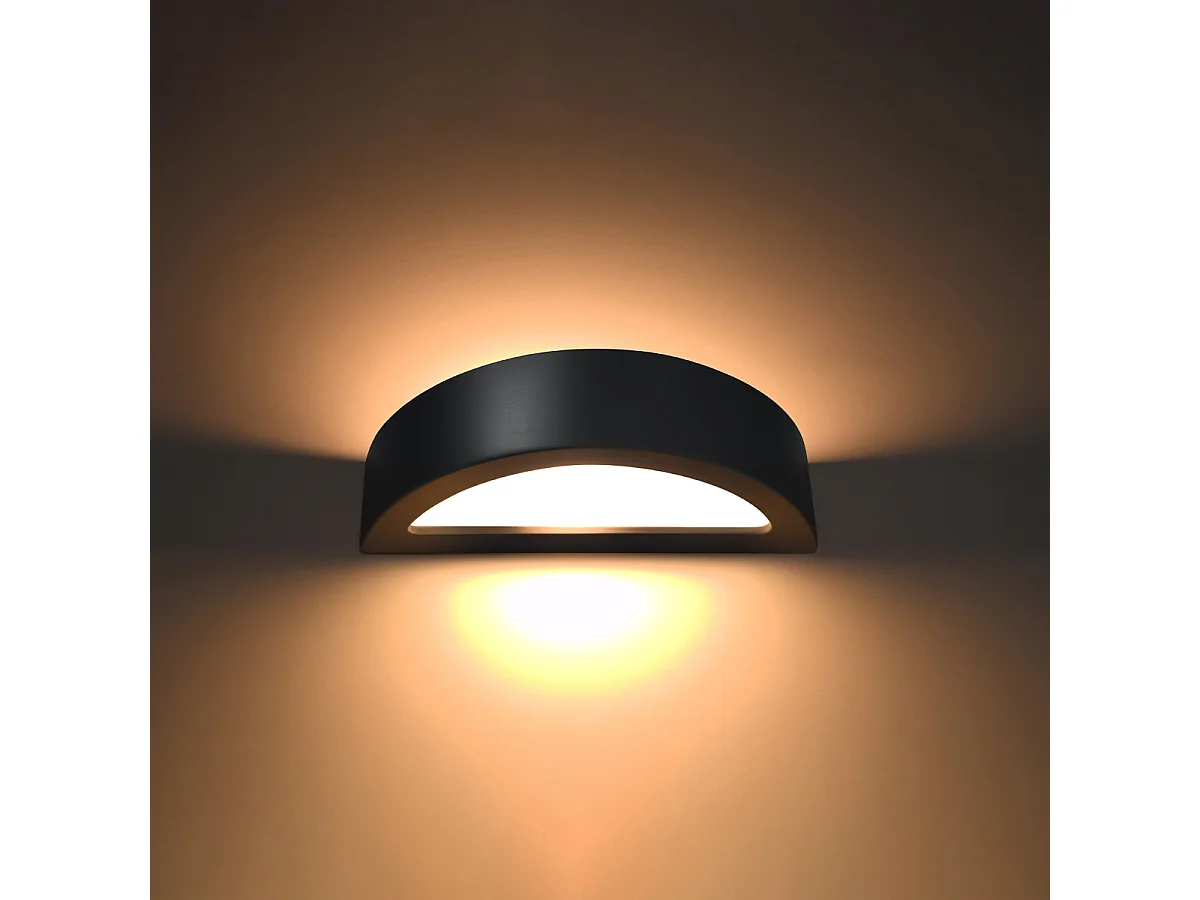 Appliques Gloim moderne en céramique/verre - 1 sources lumineuses 4000K - L.40,5 x H.10 cm - noir