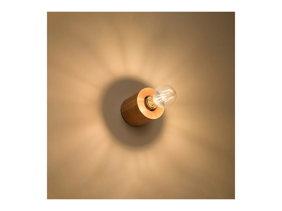 Wandlampen Nalvado Scandinavisch van  - 1 lichtbronnen 3000K - L.10 x H.10 cm - natuurlijk hout