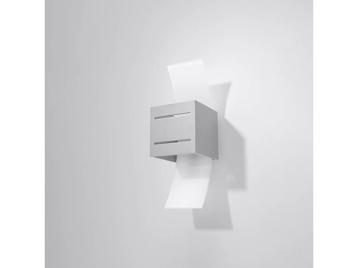 Appliques Solenix moderne en aluminium/verre - 1 sources lumineuses 3000K - L.10 x H.30 cm - gris